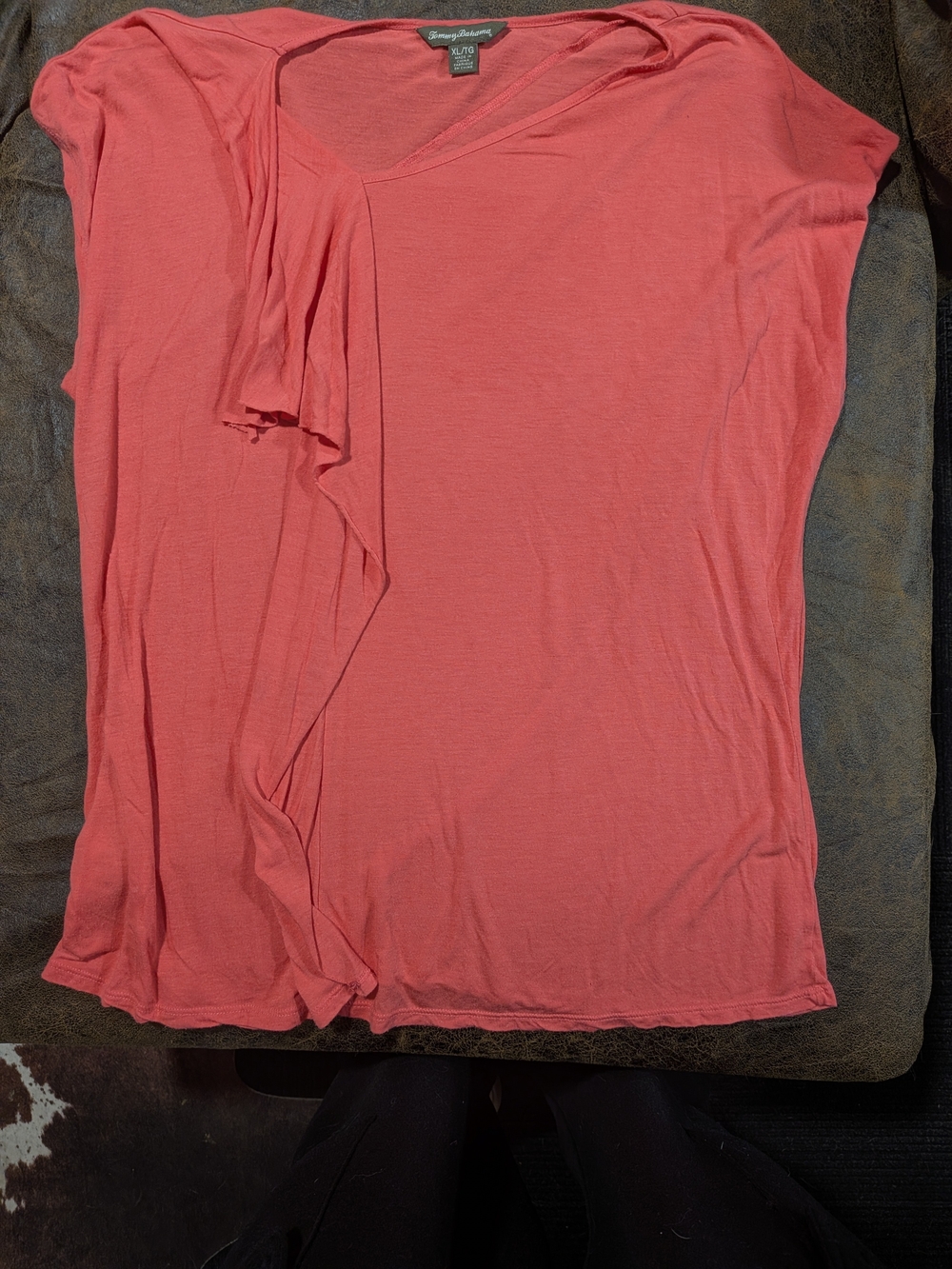 Tommy Bahama Coral Draped Short Sleeve Top